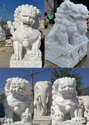 晚霞红石雕狮子 运泰园林的专业定制加工服务